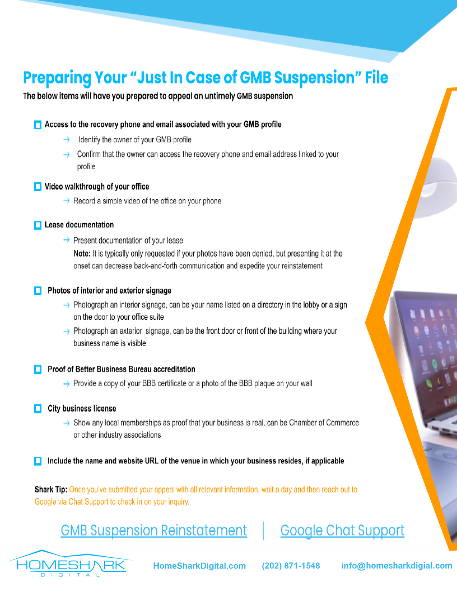 Preparing your “just in case of gmb suspension” file